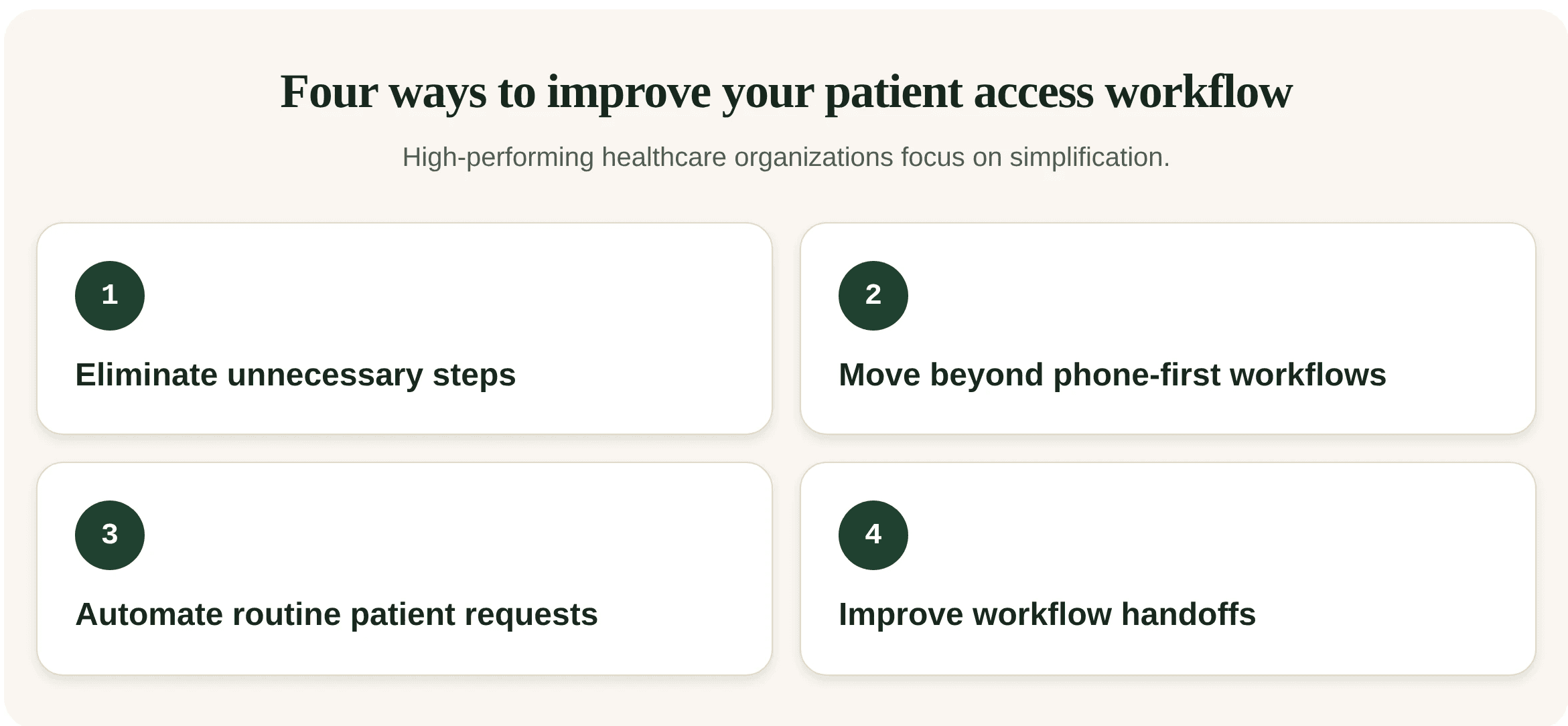 four ways to improve your patient access workflow chart
