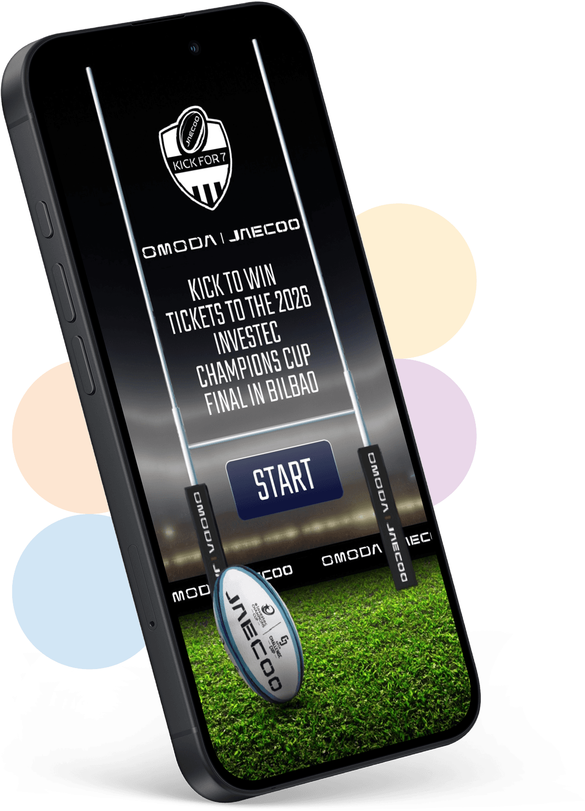 Mobile device with Rugby 7s game