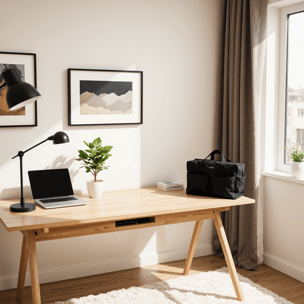 product photography of a black storage bag with two front pockets, designed for organizing items