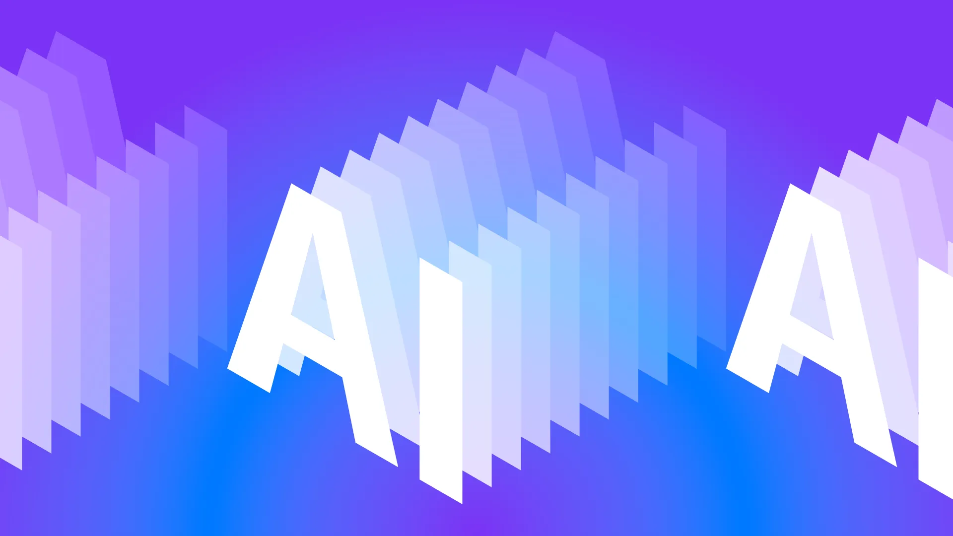 Abstract isometric illustration of repeating AI icons, representing scalable governance best practices and managed AI use for SMBs.