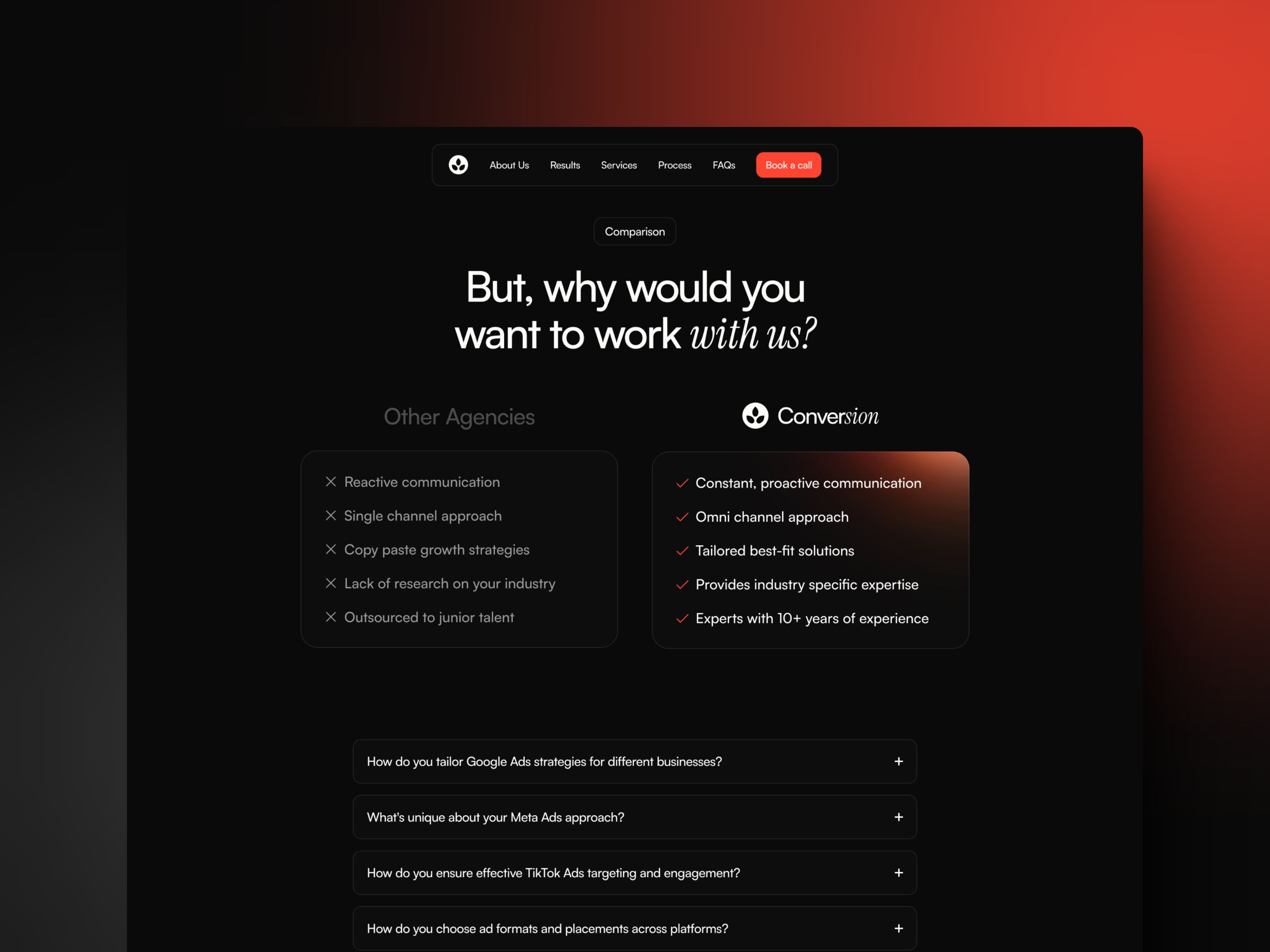 Screenshot of Conversion Framer website template