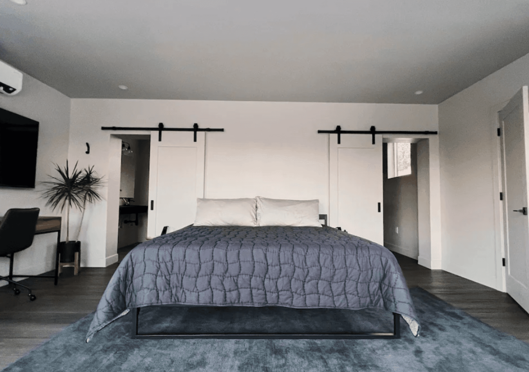 Large bedroom in a modular home.