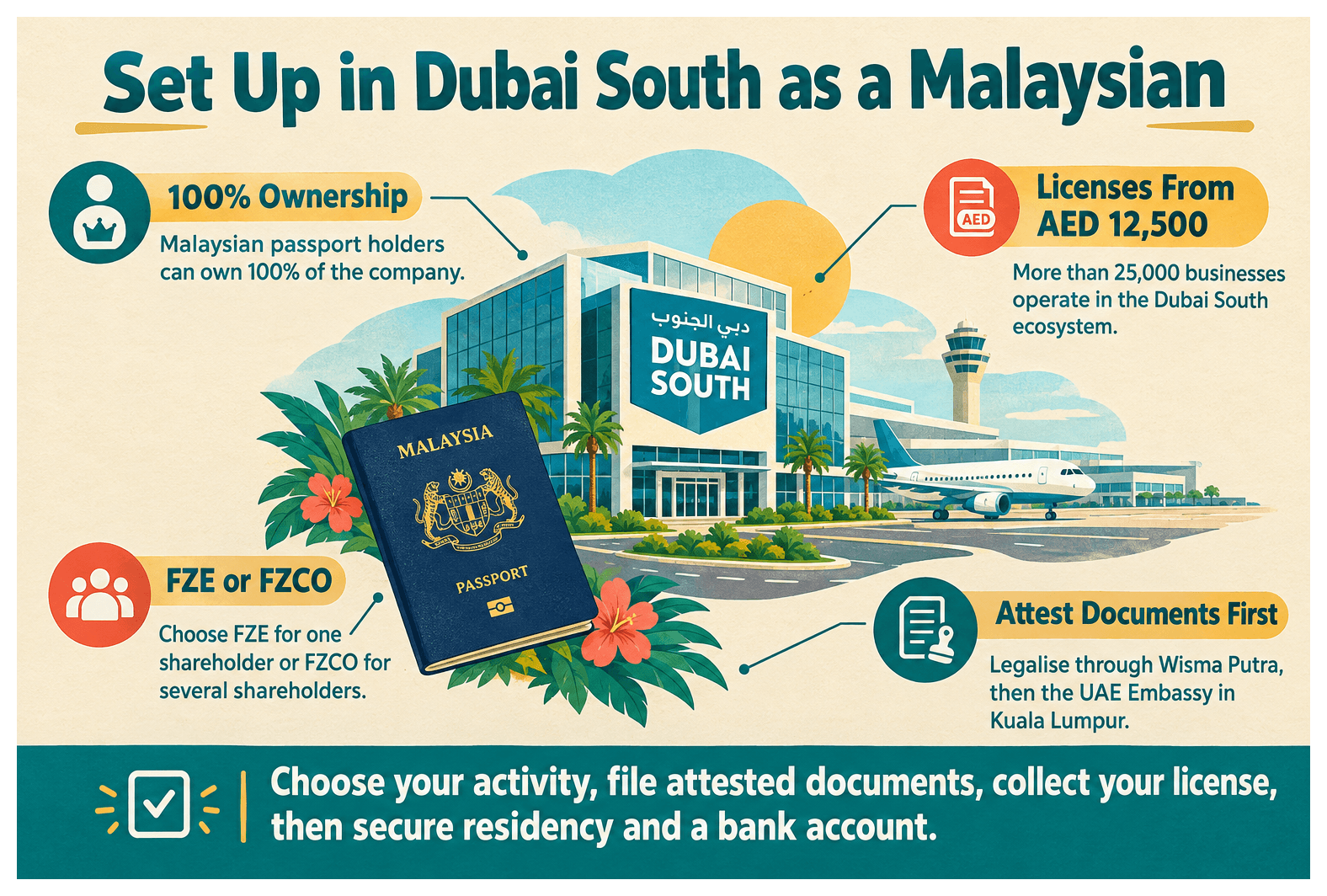 Infographic: How to Set Up a Company in Dubai South as a Malaysian National