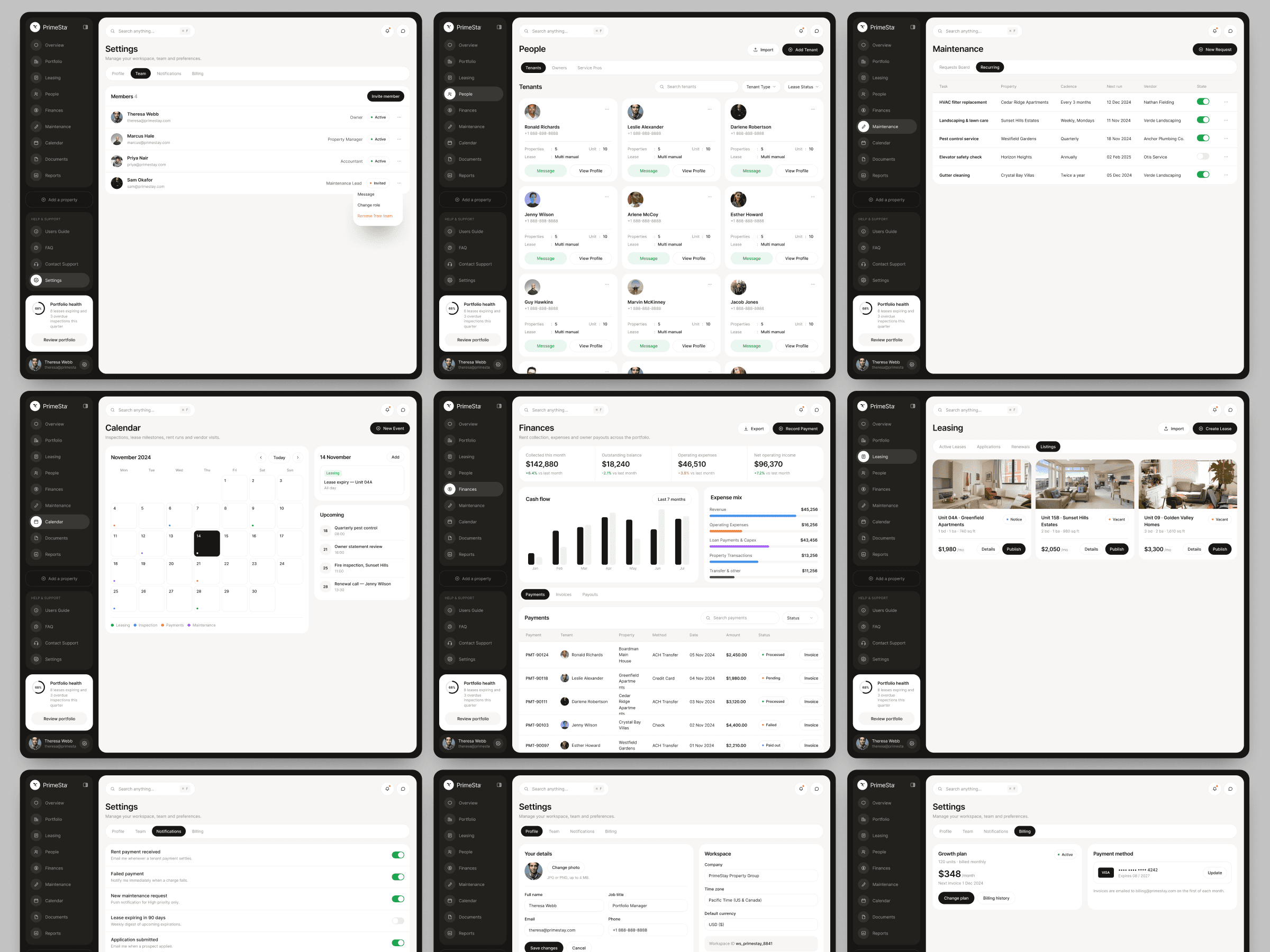 PrimeStay screen overview