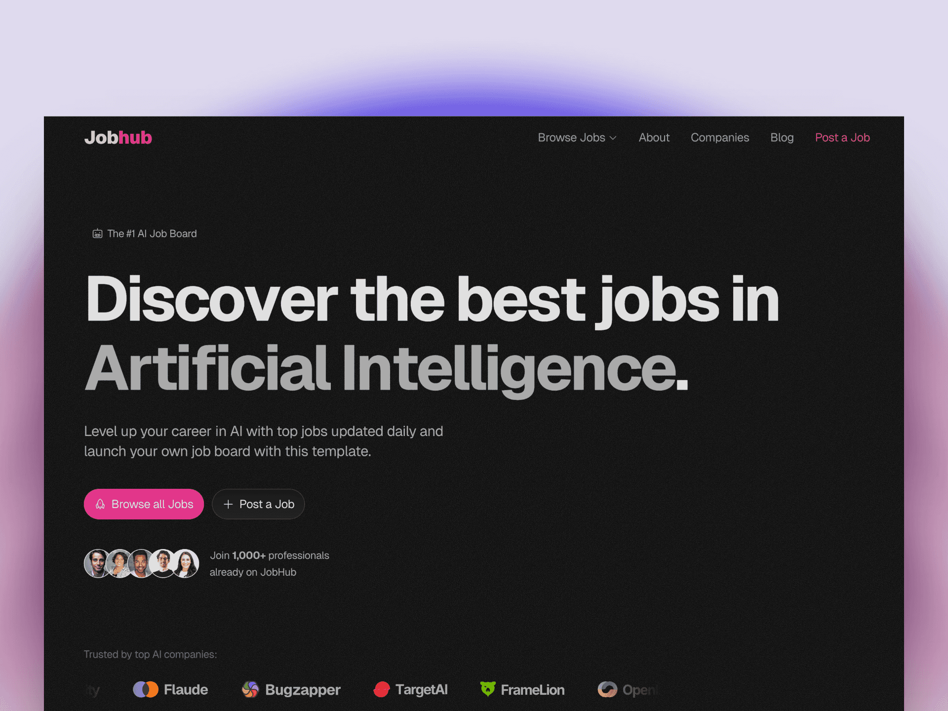 JobHub Framer template deal