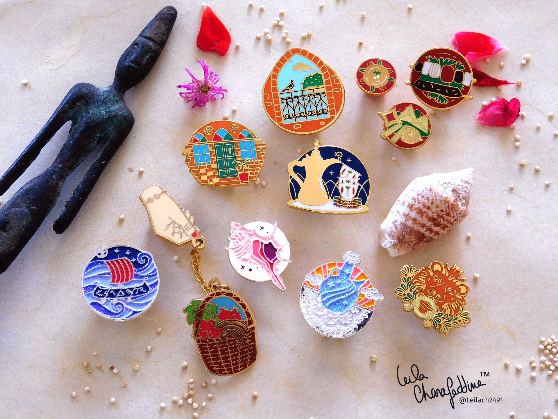 Leila Charafeddin enamel pins of Lebanon