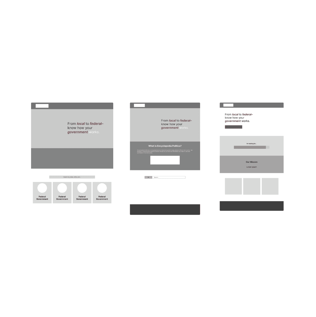 first round of wireframing