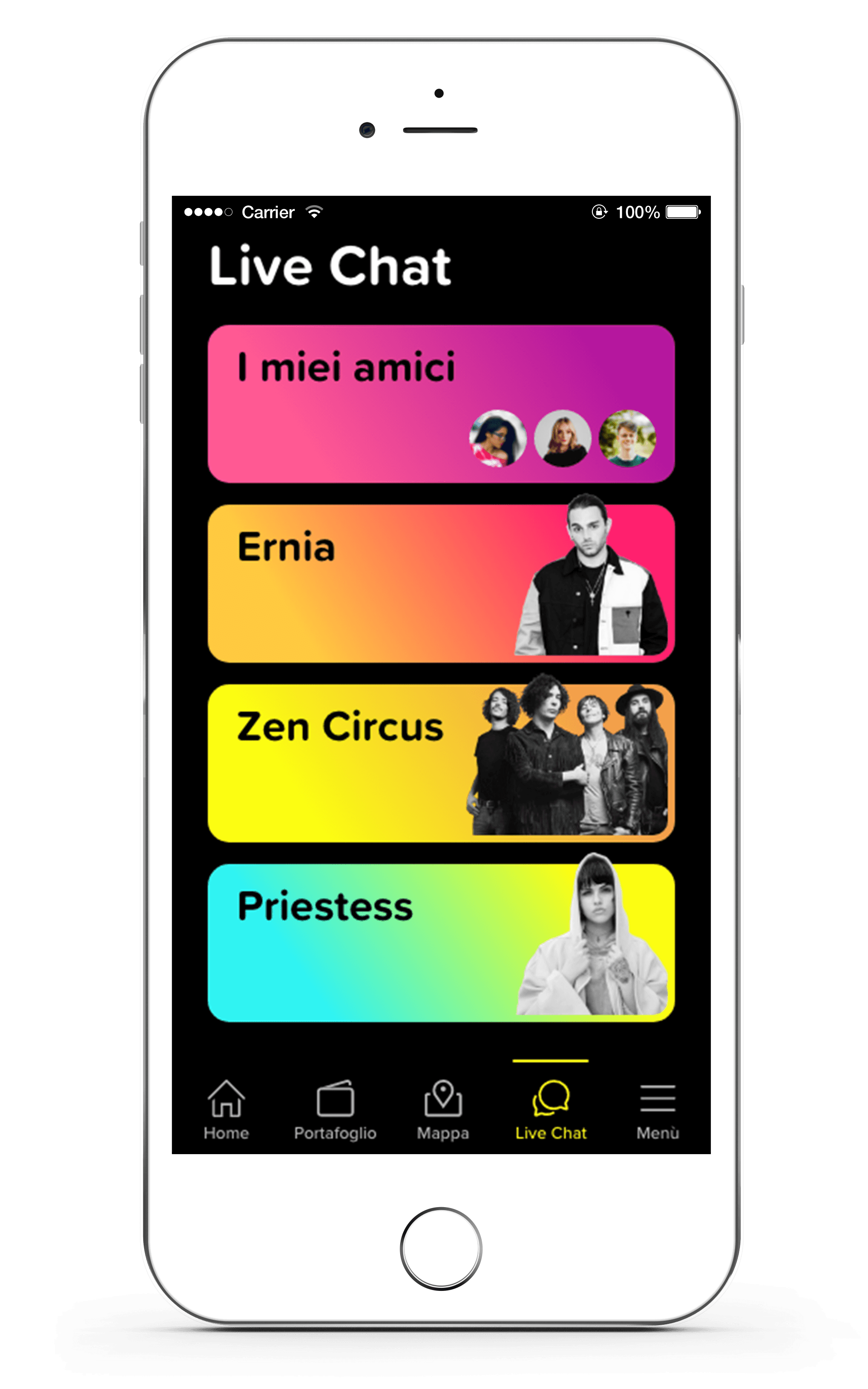 live chat dell'evento