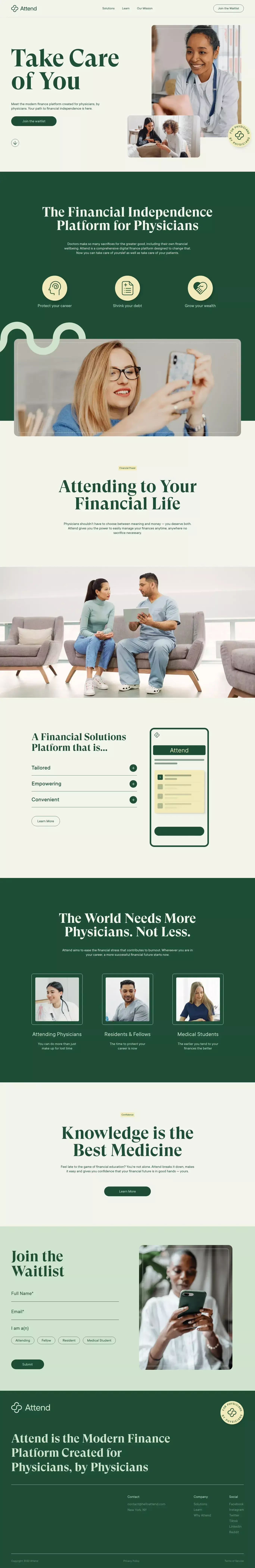 Home landing page screenshot showcasing Health & Fitness and Tech design
