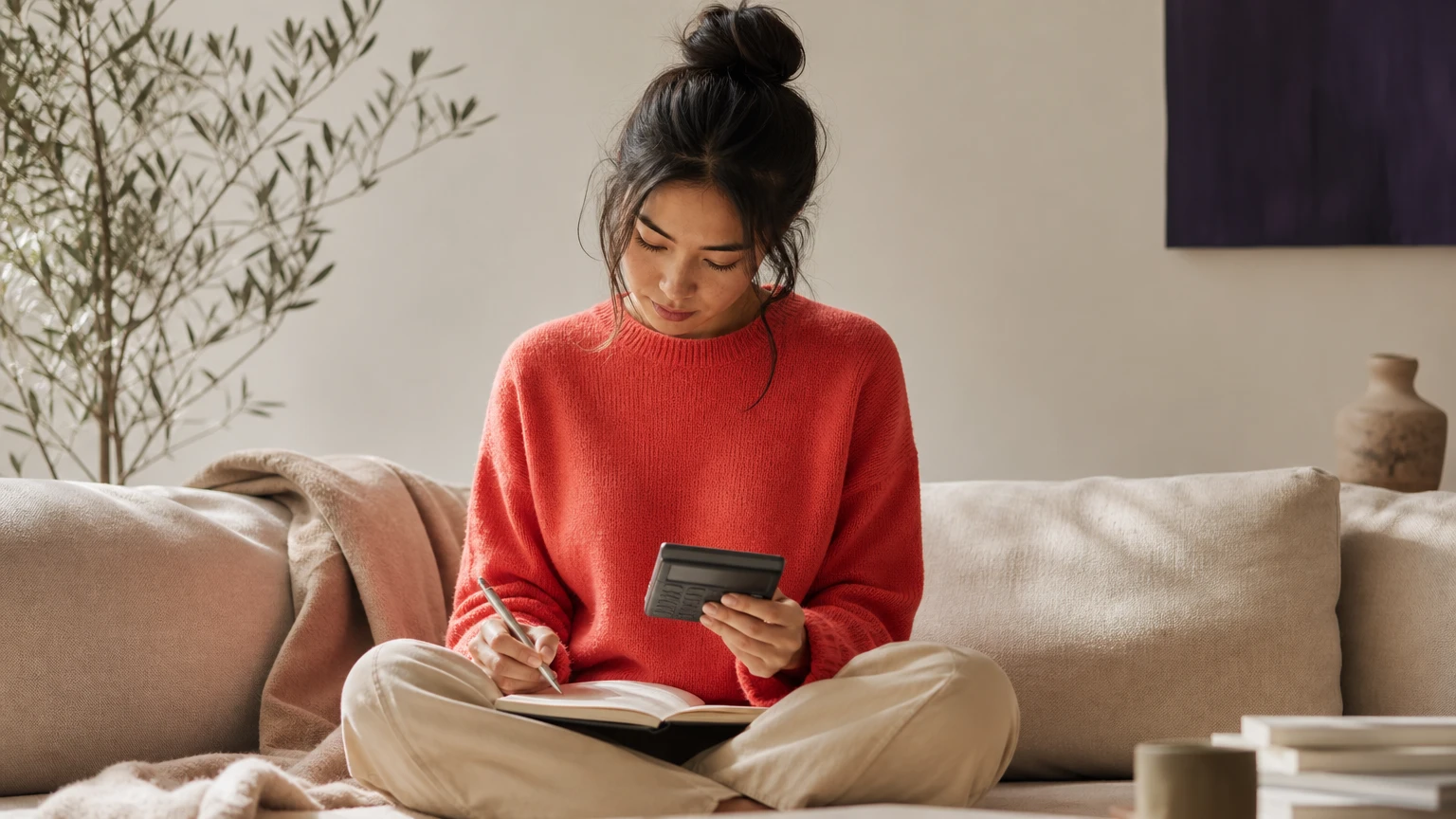 Self-employed worker calculating paid family leave premium costs based on net self-employment income