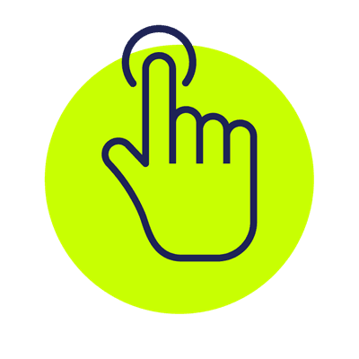 Icon showing a hand with an outstretched finger as if pressing a button
