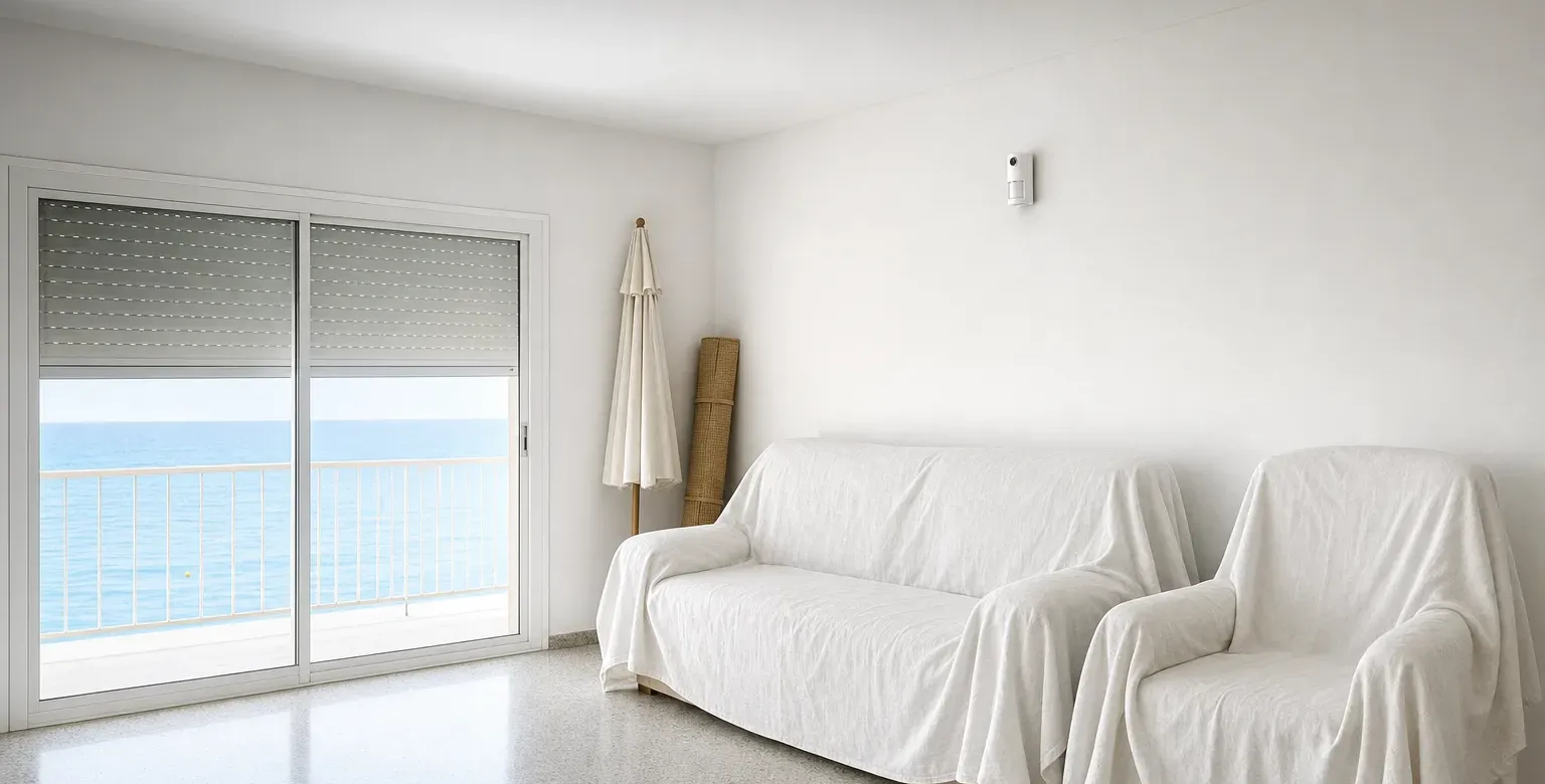 Alarma para segunda residencia en Tarragona: detector con cámara en un apartamento de playa cerrado