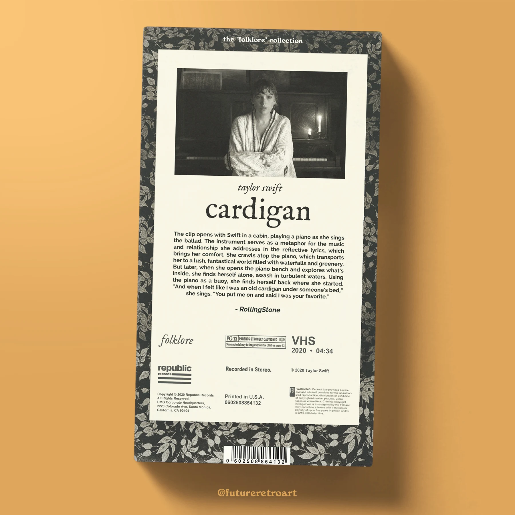 Back cover of a VHS inspired by  Taylor Swift's Cardigan music video