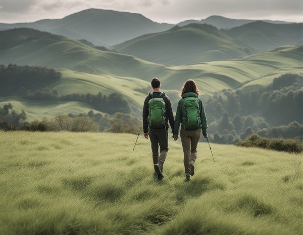 couple rucking in nature