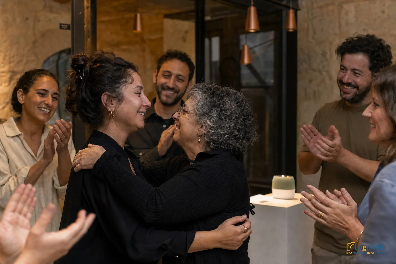 צוות מוחא כפיים ומתחבק ברגע ההשקה