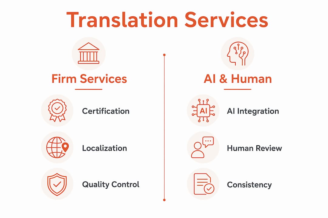 Infographic comparing translation firm services