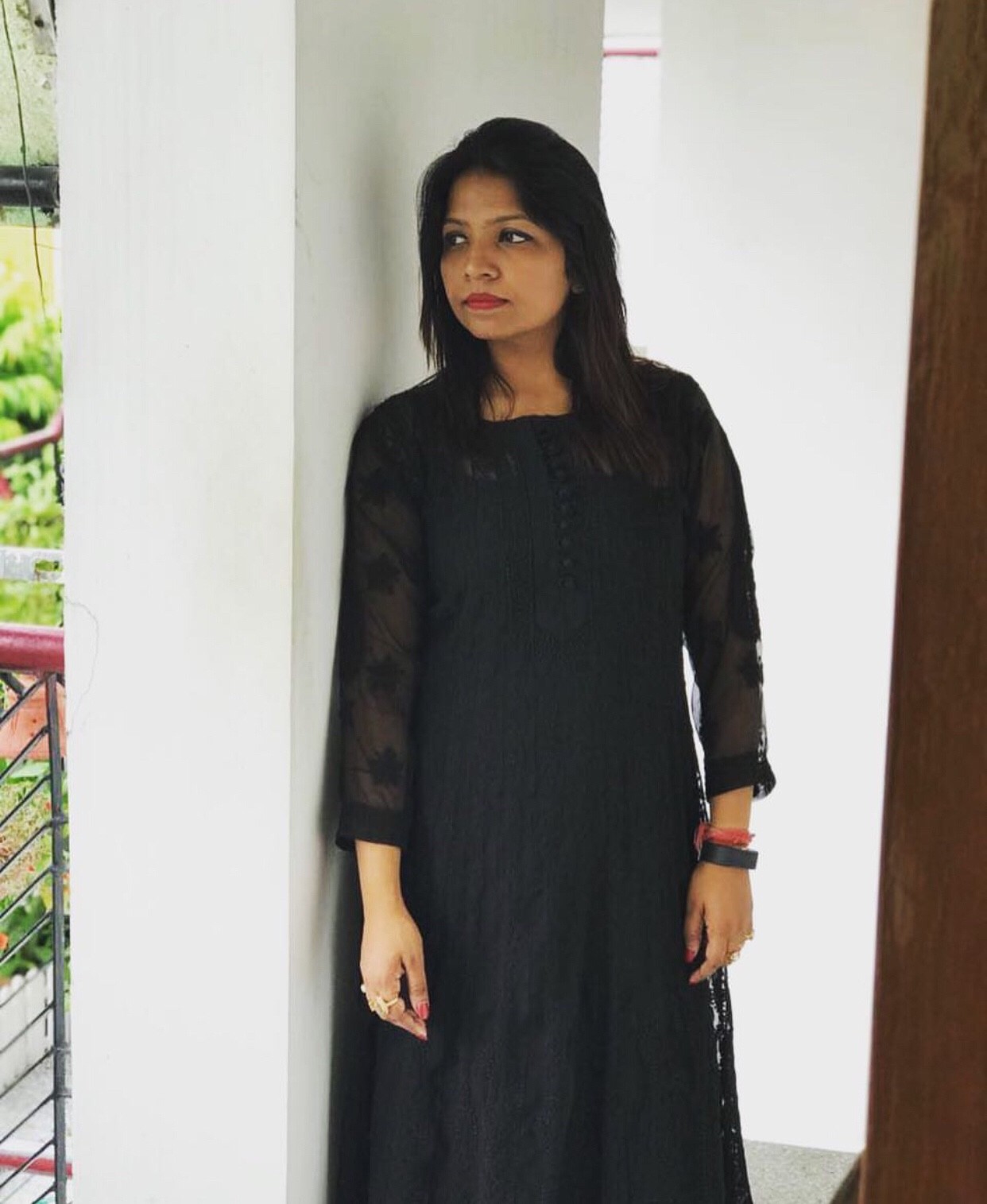 woman in white and blue checked dress shirt