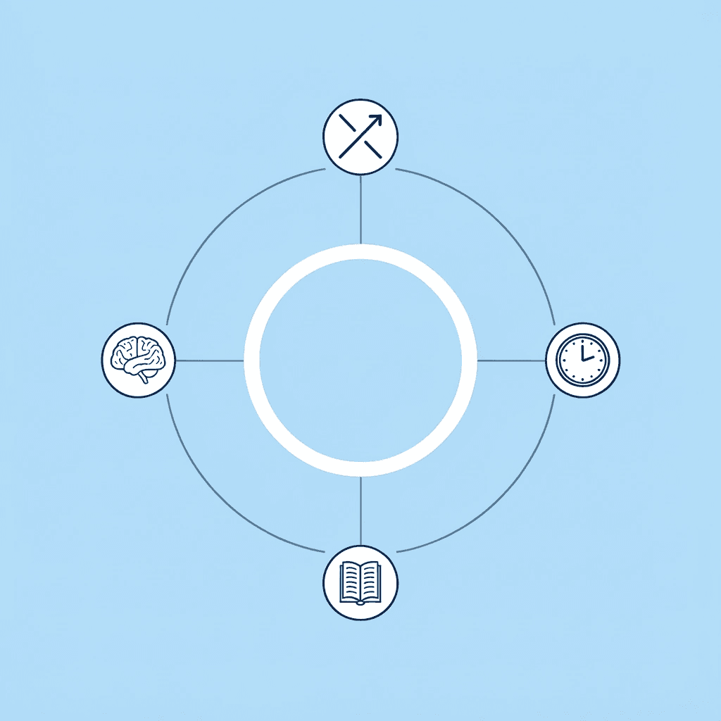 Network diagram showing preschool curriculum at center connected to literacy, math, science, and social studies
