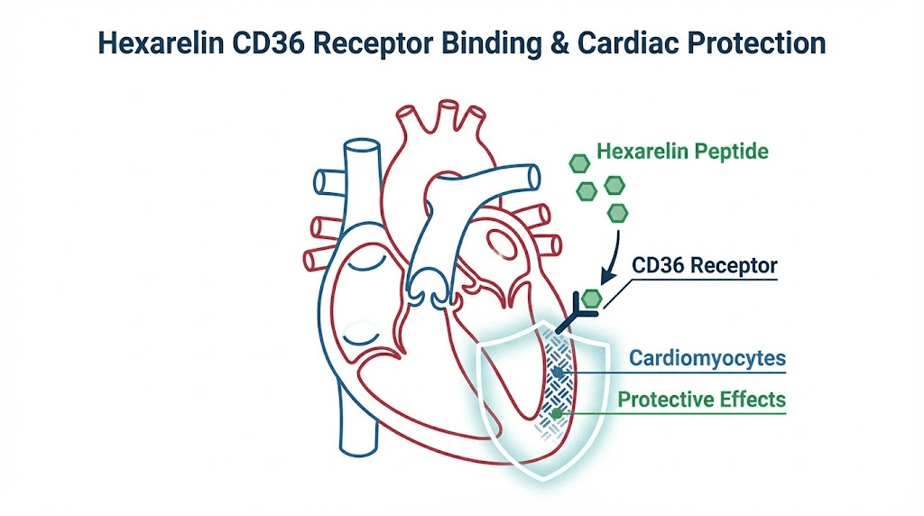 Hexarelin cardioprotective effects on heart tissue diagram