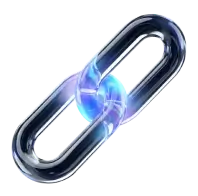 Transparent chain link with a glowing blue core