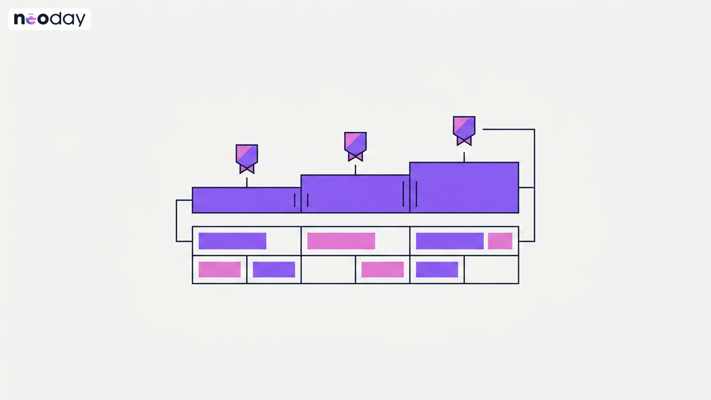 Minimalist flat-lay diagram showing loyalty program reward tiers and point milestones