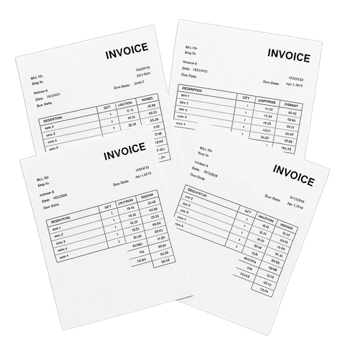 A stack of invoices