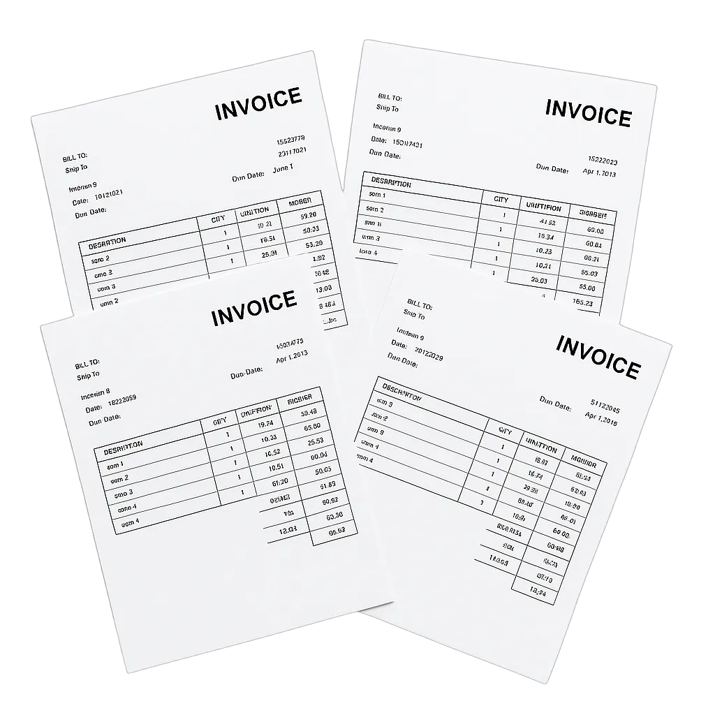 A stack of invoices