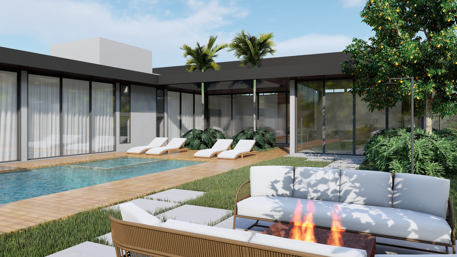 Projeto arquitetonico residencial casa de alto padrão sete lagoas minas gerais com piscina a area de lazer 