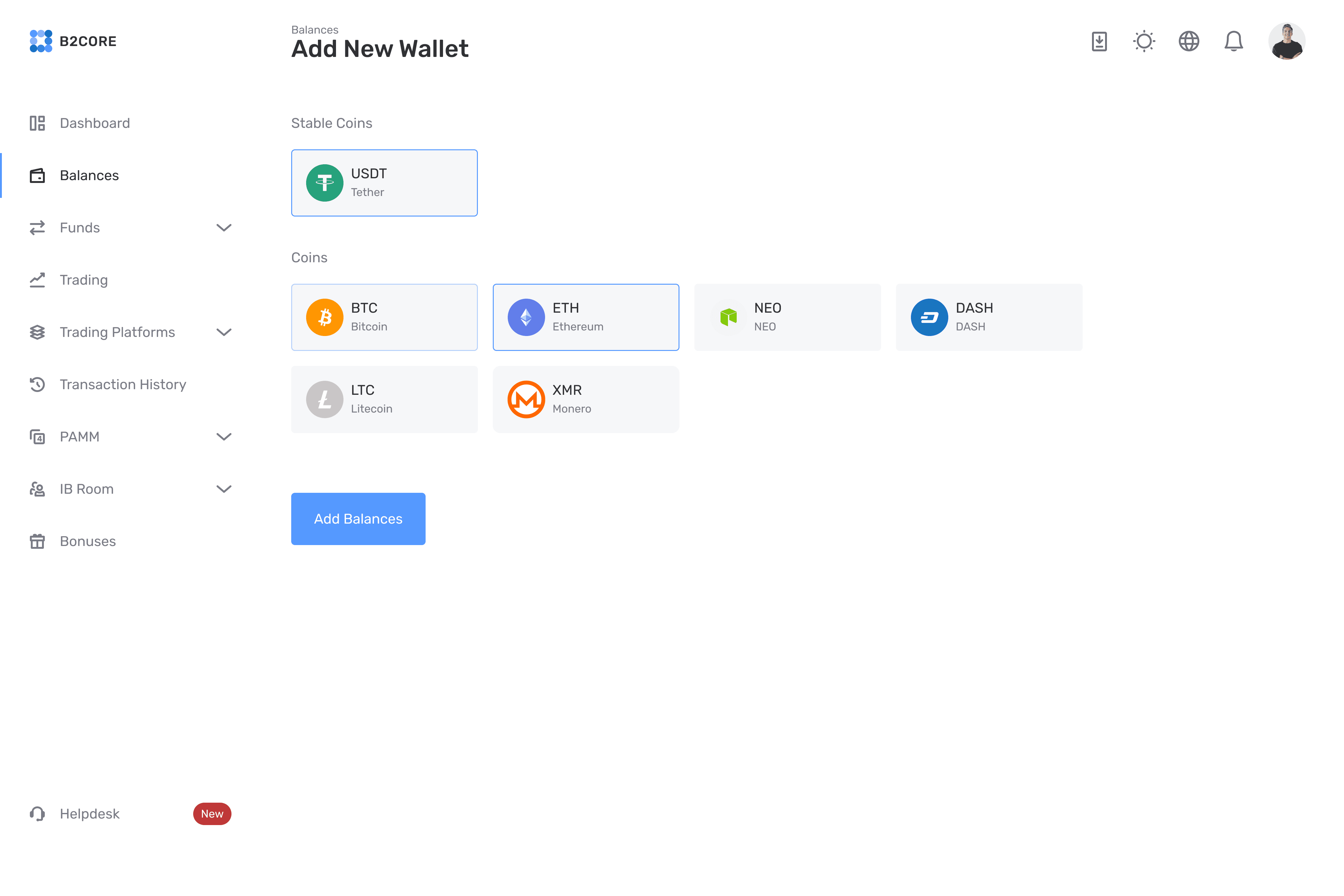 Customisable Wallet Setup