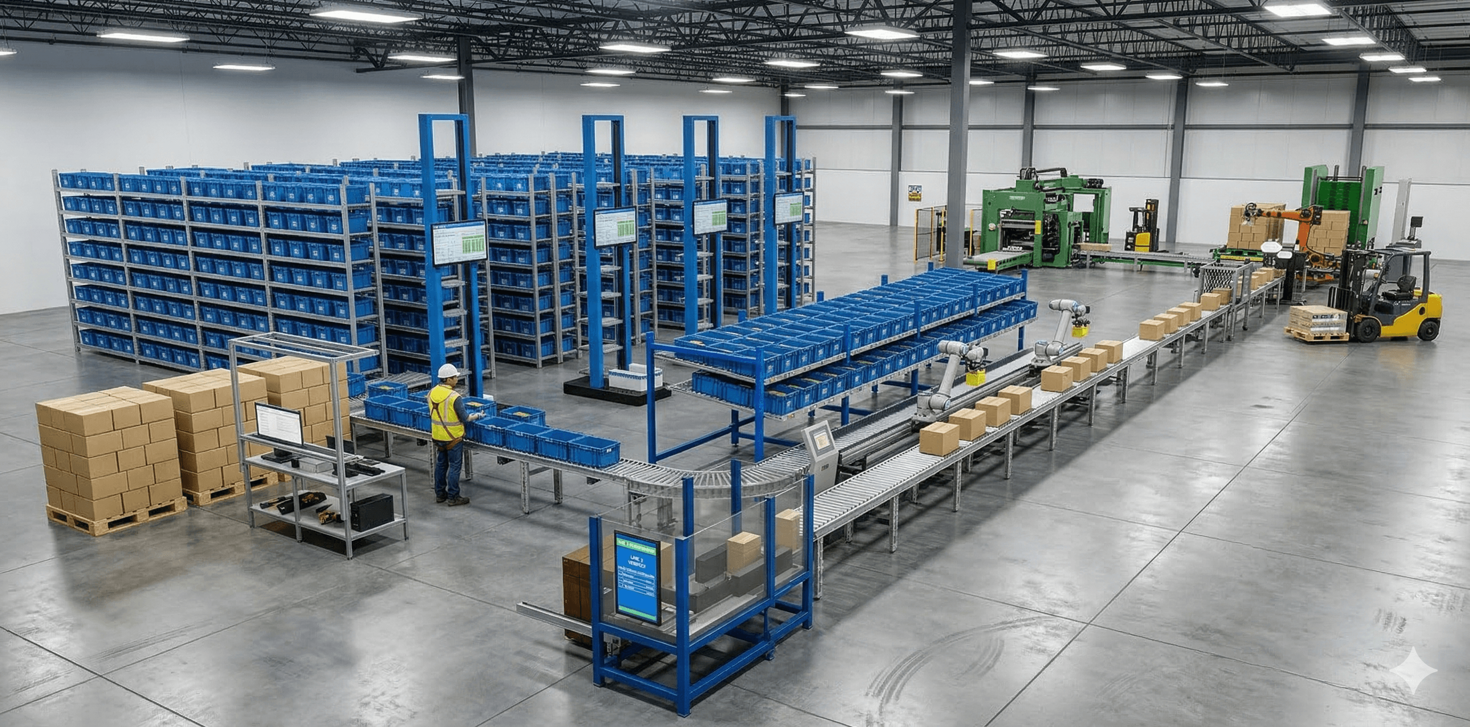 Man cycling past waterfront buildings on a foggy day.
