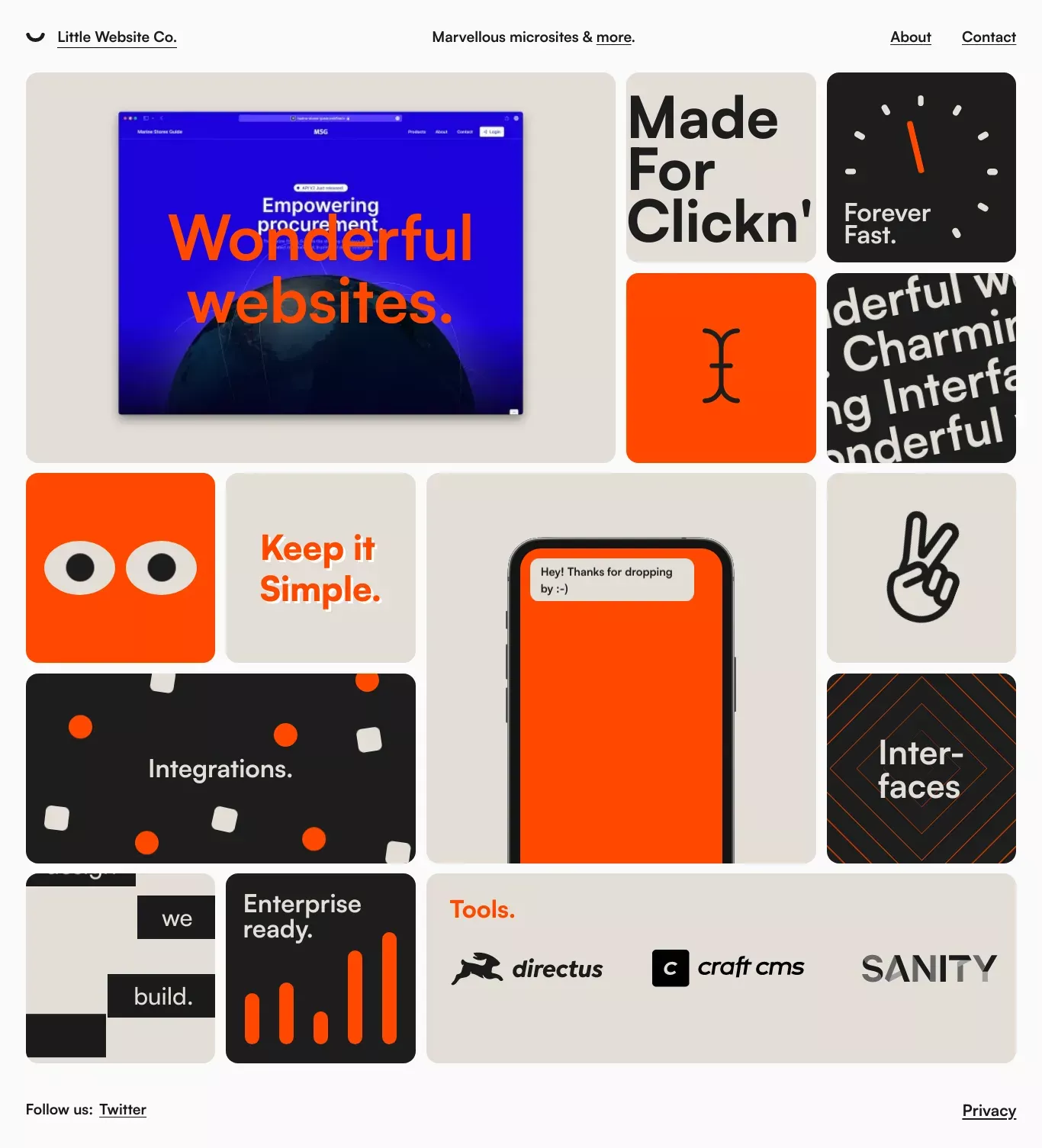 Little Website co. portfolio page screenshot showcasing Design and Tech design