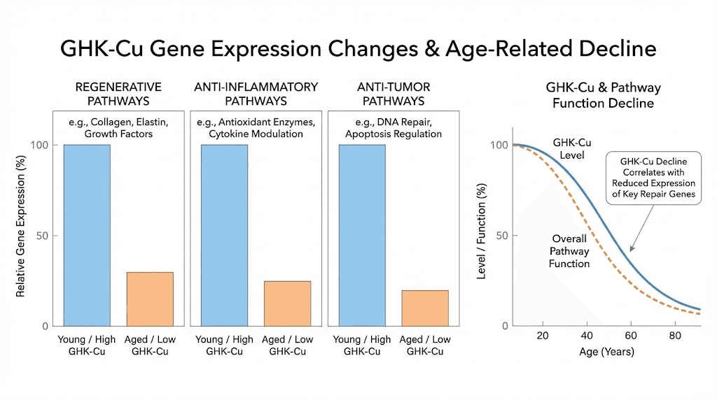 GHK-Cu copper peptide gene expression and age-related decline chart