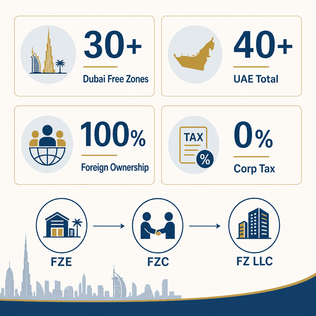 Infographic: Top Free Zones in Dubai: Complete List and Comparison