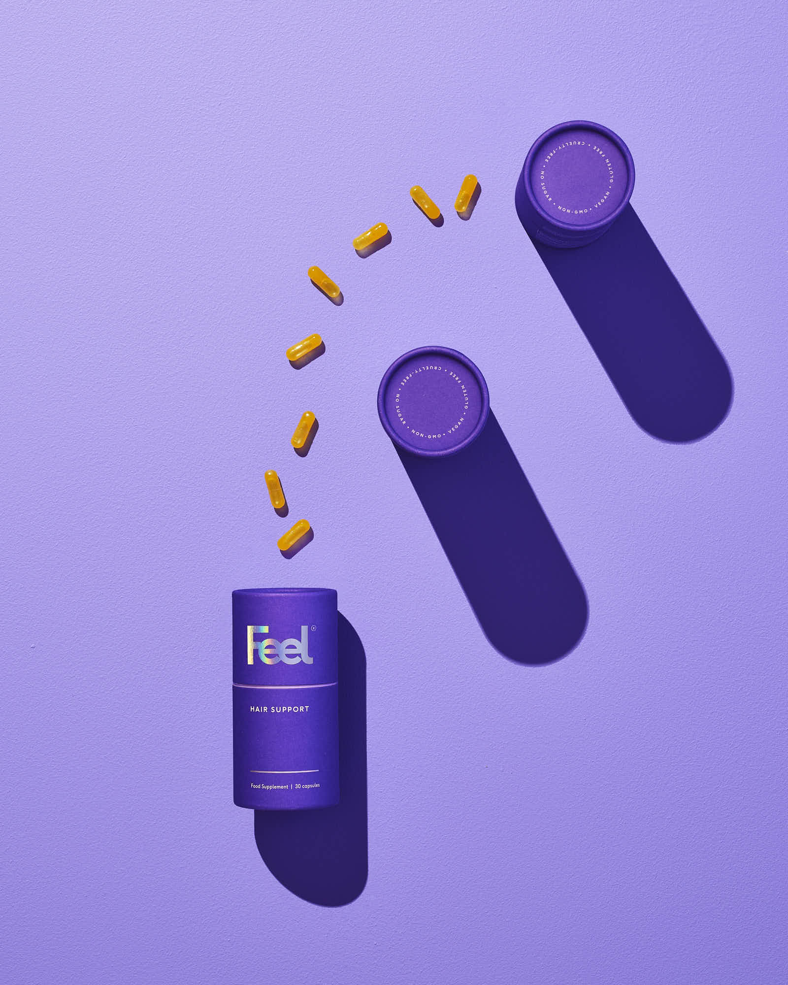 Graphic featuring two purple buttons and a purple container, with a dotted line suggesting movement.