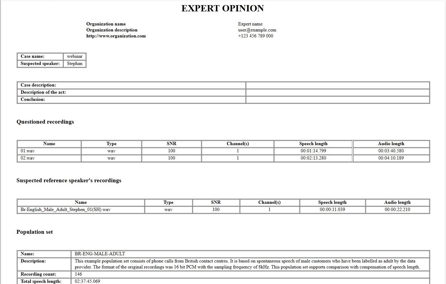 Legal-ready expert opinion template