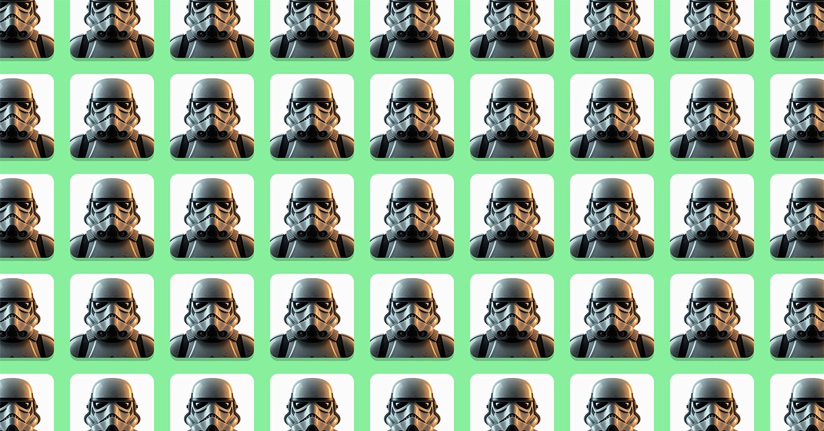 A grid of stormstroopers all looking the same