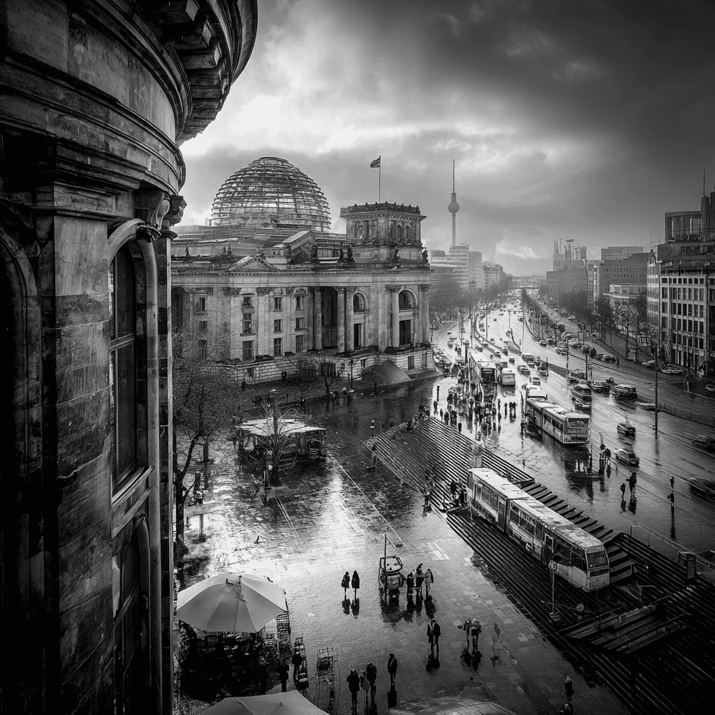 Berlin small business storefront with digital website overlay and growth analytics