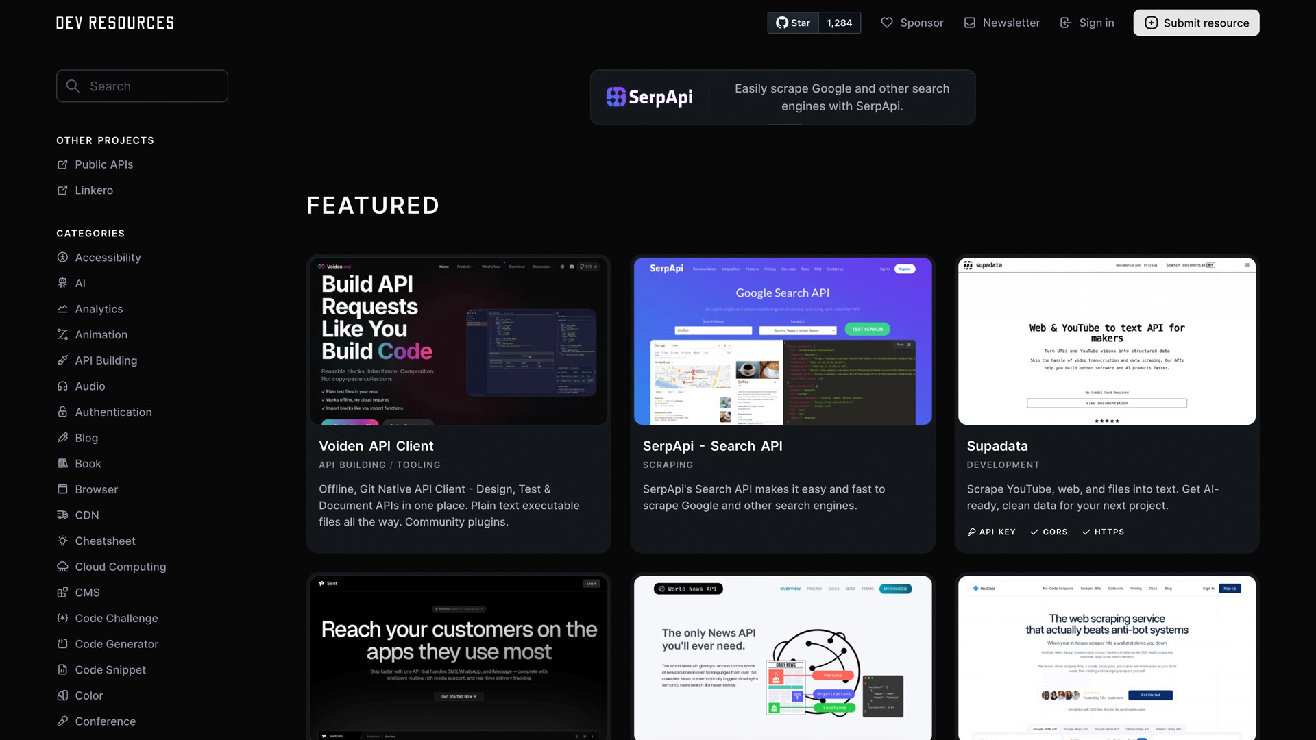 dev resources directory
