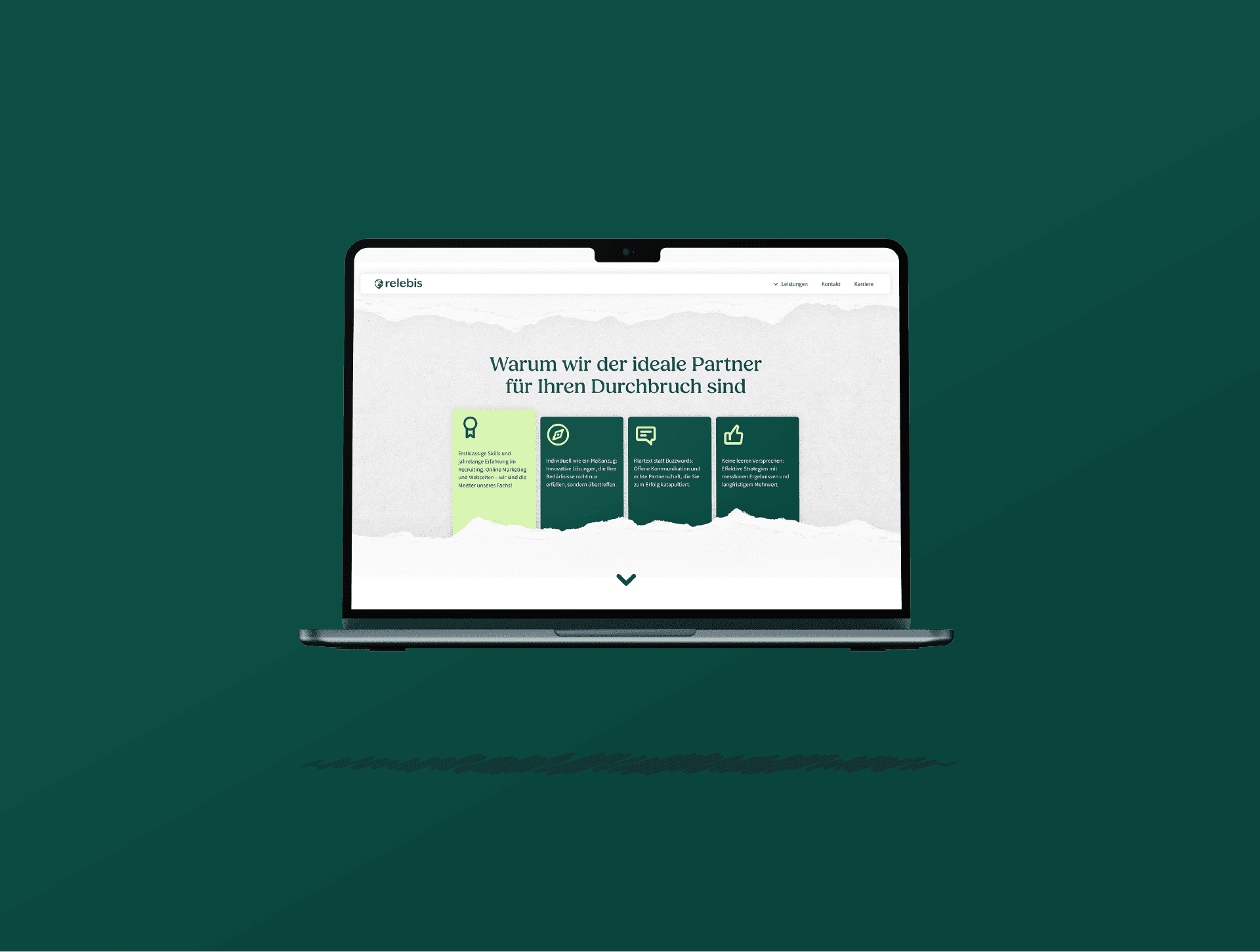 Ein MacBook-MockUp der Relebis-Startseite
