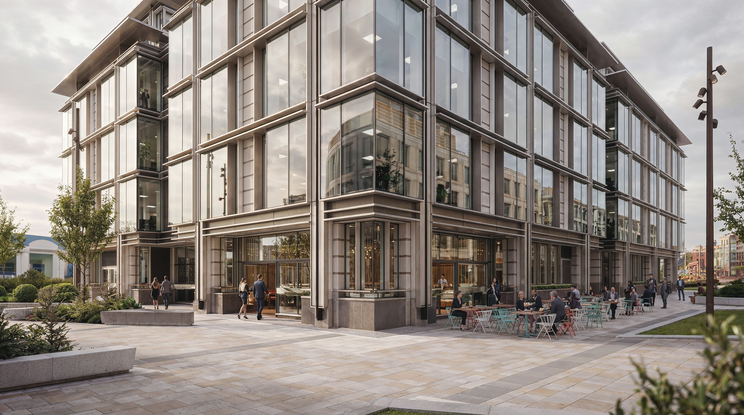 Architectural CGI of modern building, photorealistic render.