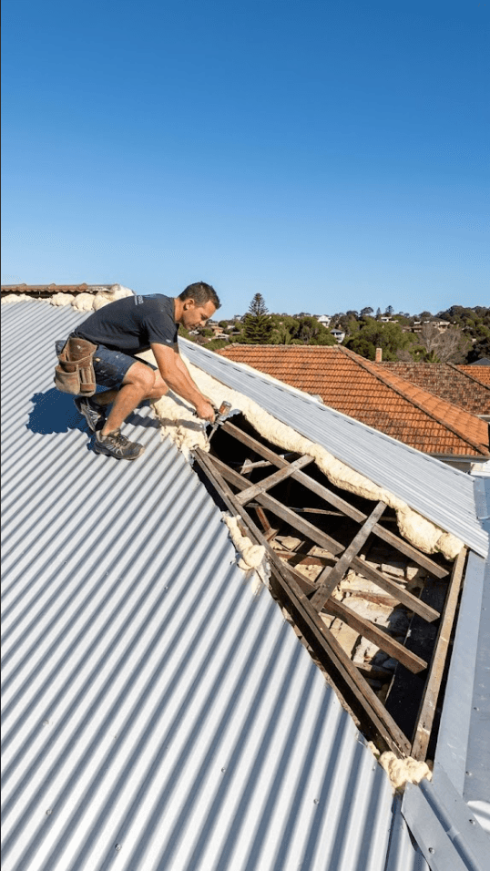 Man working on the roof