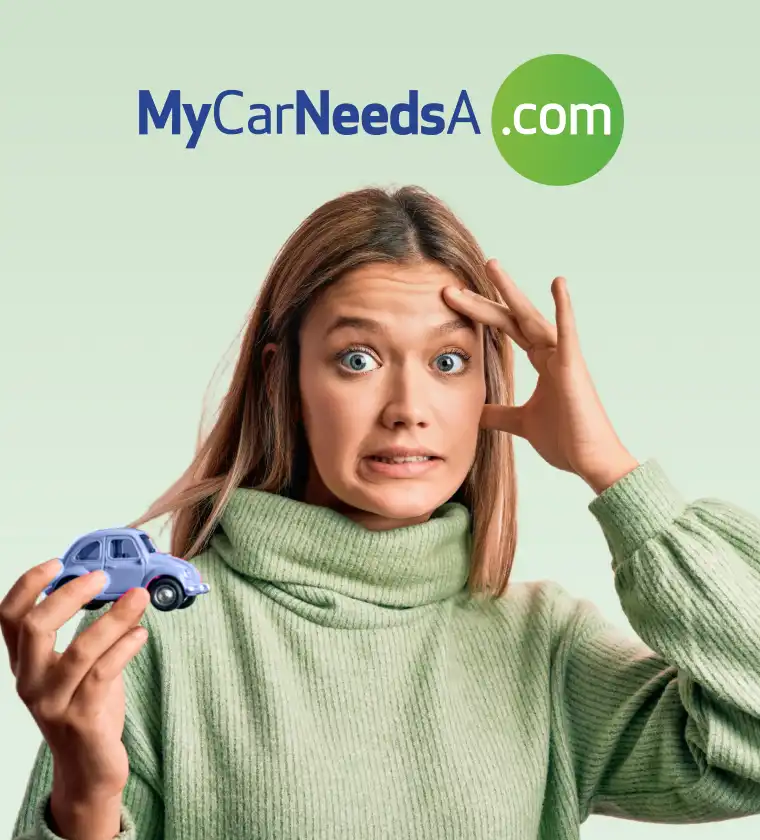 MyCarNeedsA.com ad: Don't miss MoT! Remind to update car details, UK registration plate. Find best car services.
