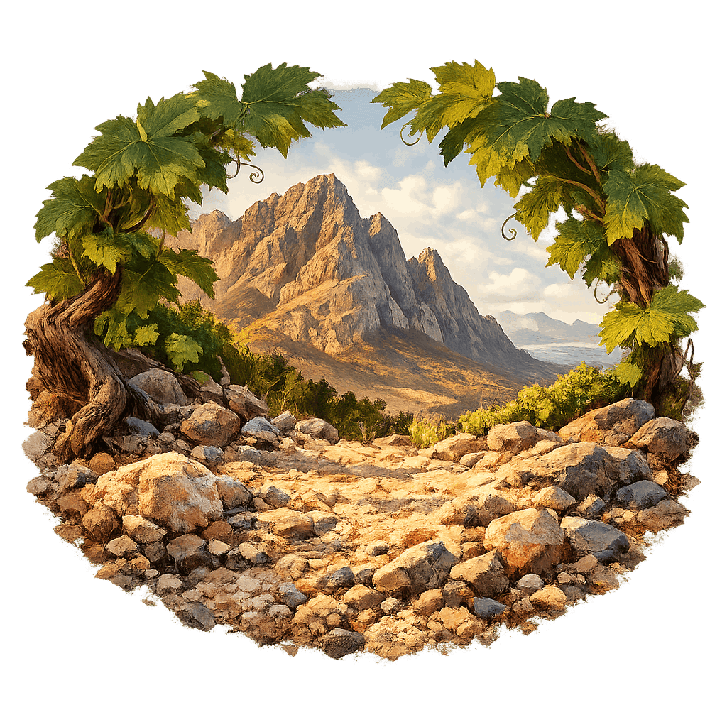 Detailed graphic of the Helderberg wine region.