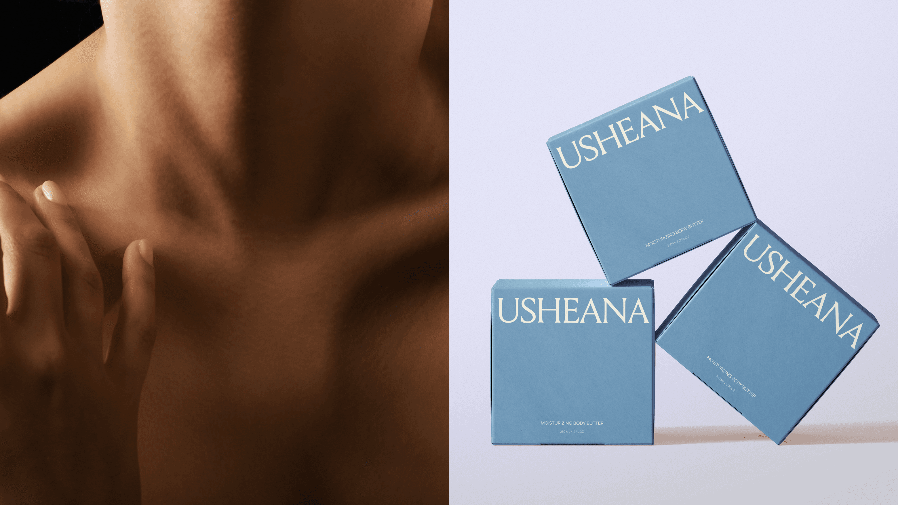 Usheana minimalist visual brand identity design for beauty and lifestyle skincare brand by Atelier Jovae