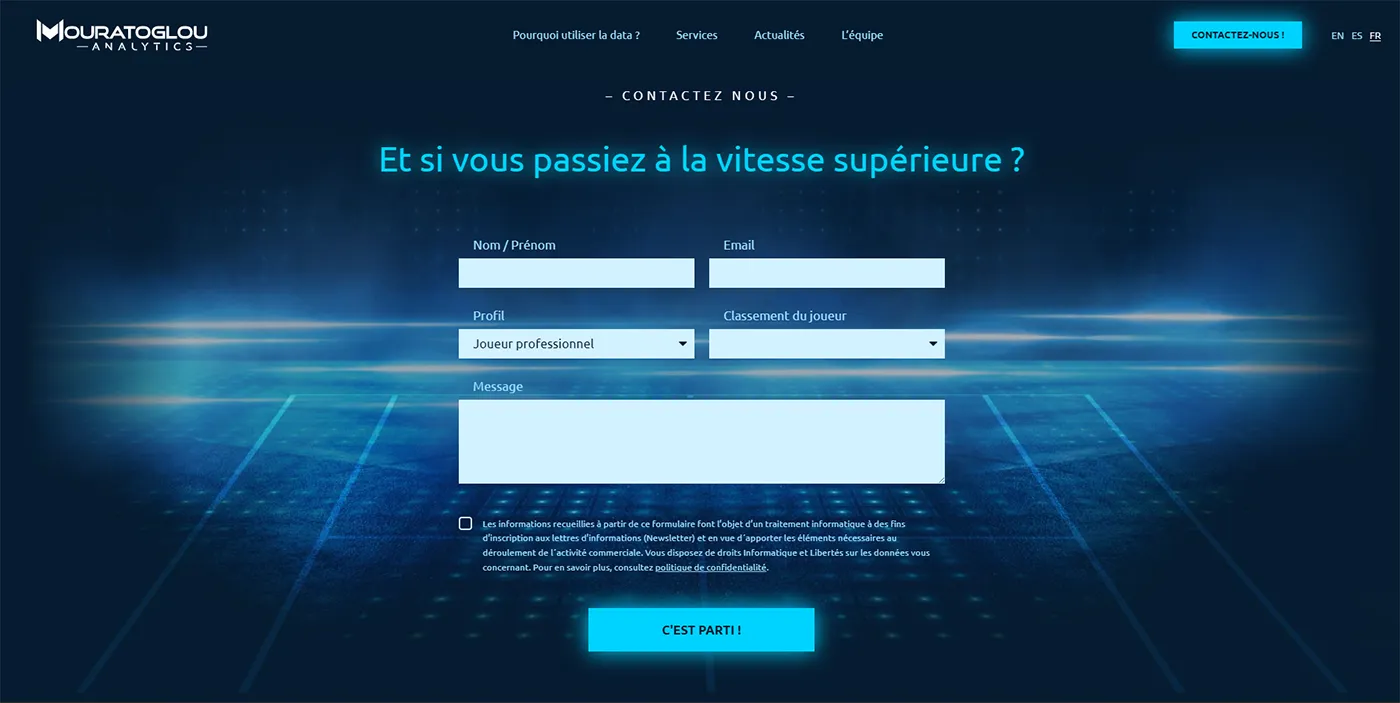 design application coaching contact landing page
