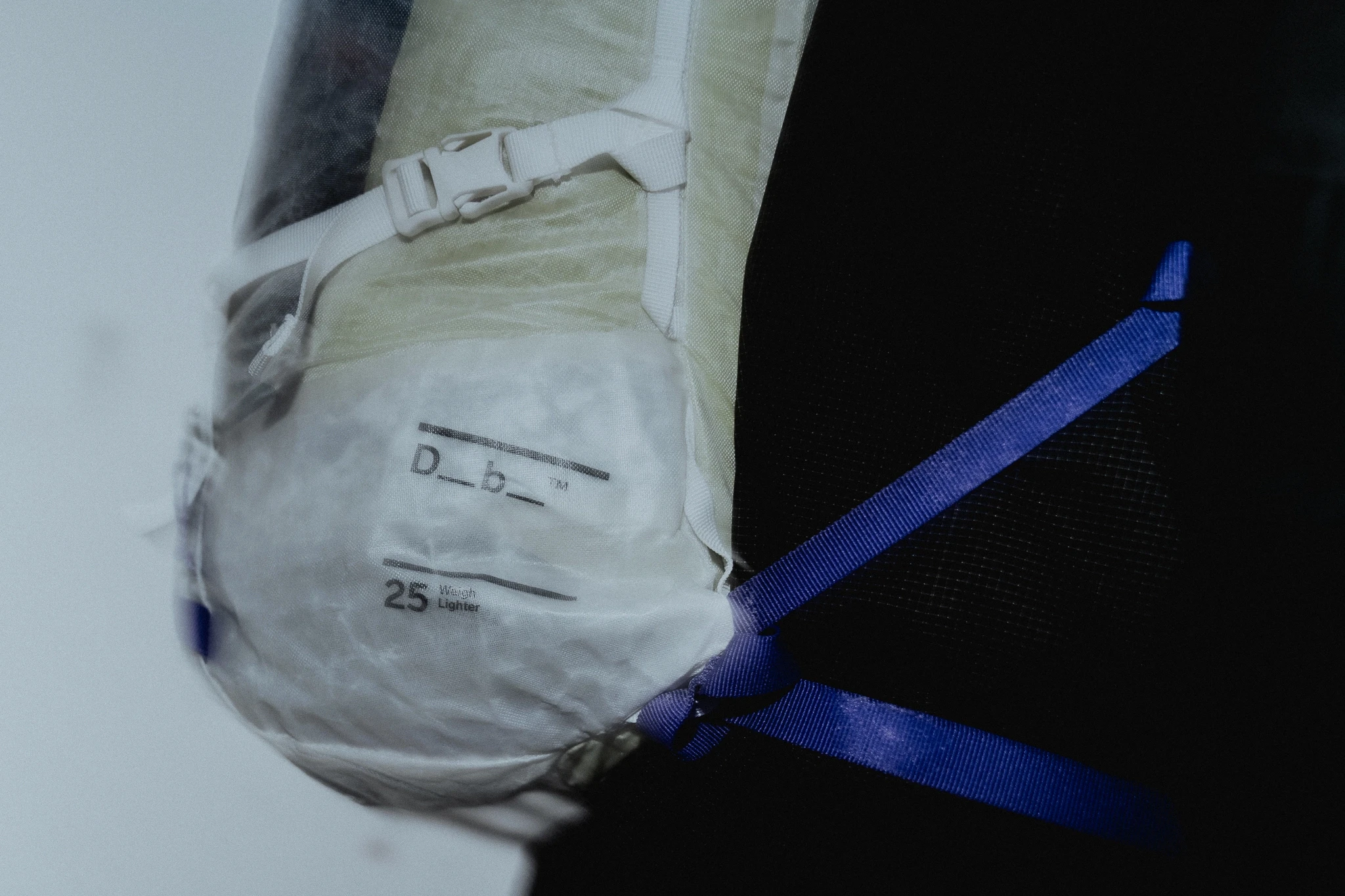 close look on a logo on backpack.