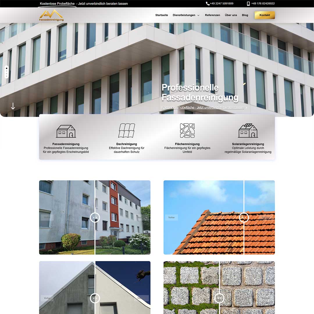 Ein bild von der Webseite www.am-fassadenreinigung.de