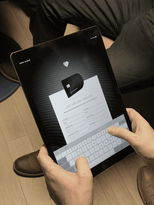 Picture of the sign up iPad app used during the element card launch event.