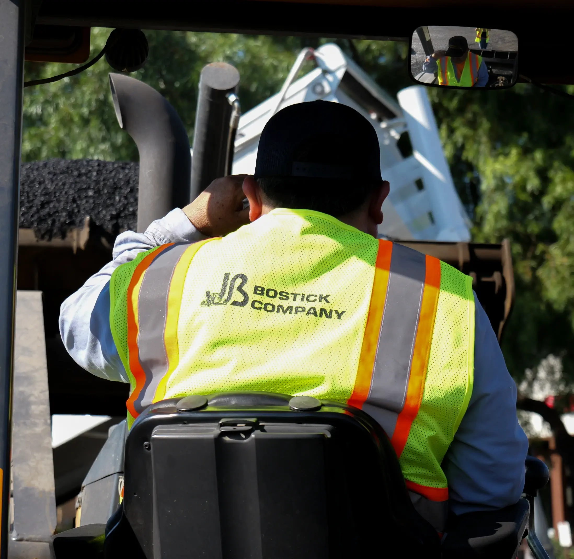 Equipment operator on asphalt project