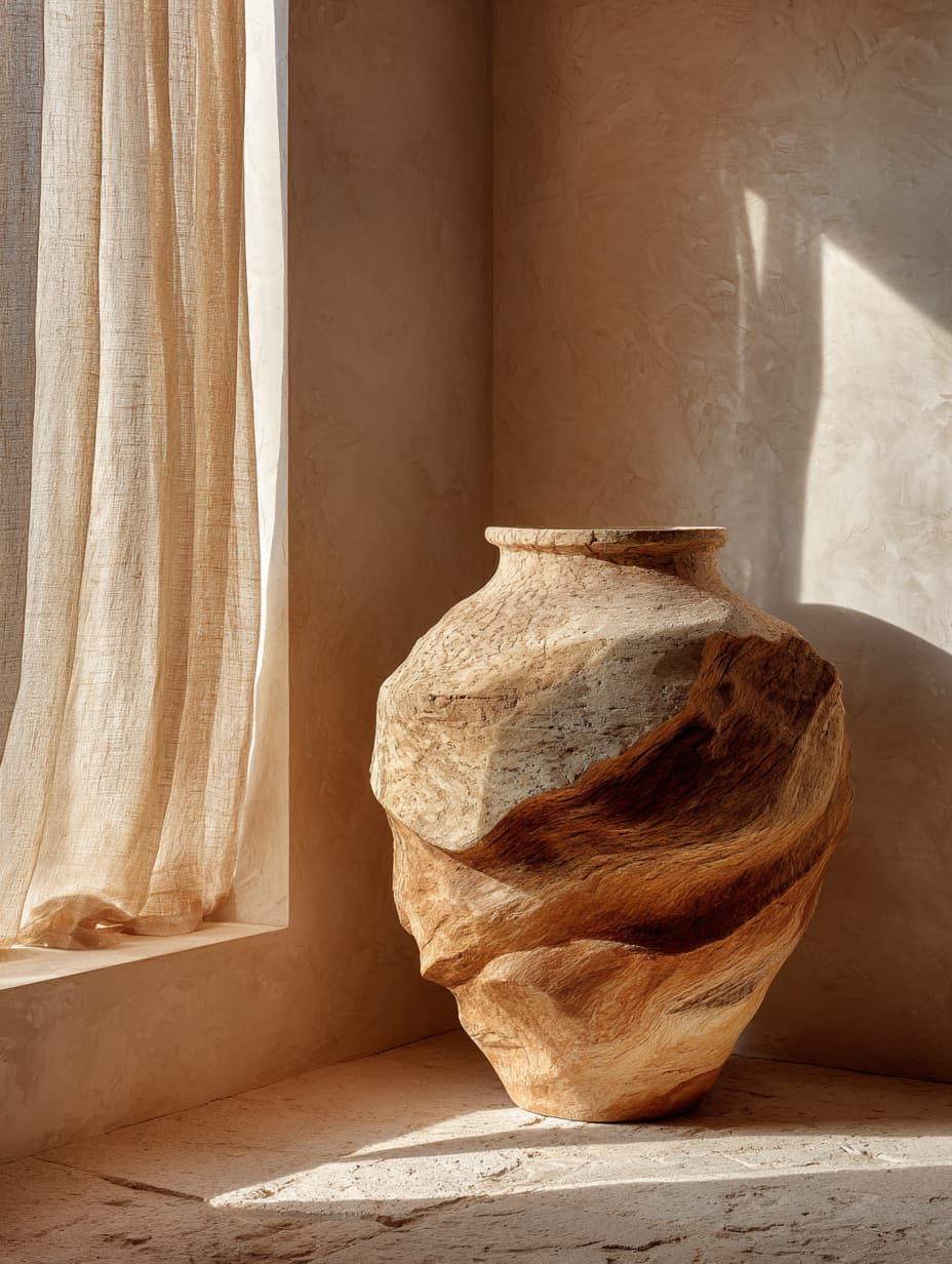 Wooden sculptural vase.